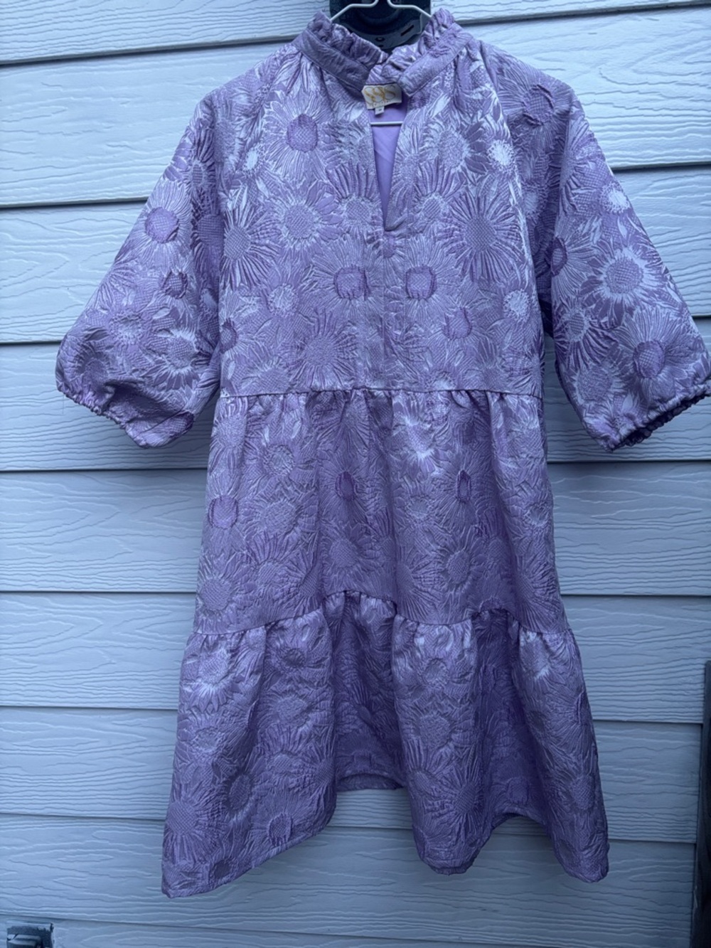 Lilac Textured Floral Tiered Mini Dress - SSYS Brand